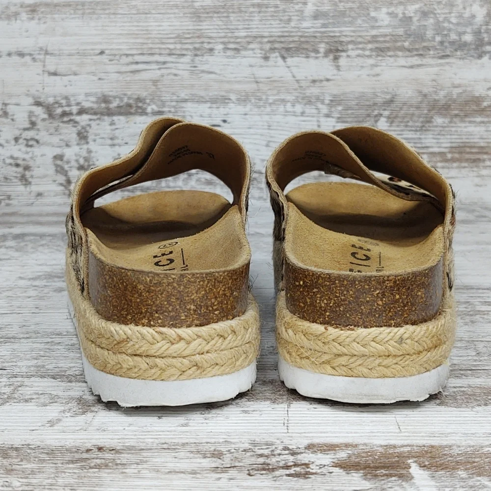 Like New Office Girl Leopard Calf Hair Flatform Espadrille Slide Sandal - Picture 10 of 16